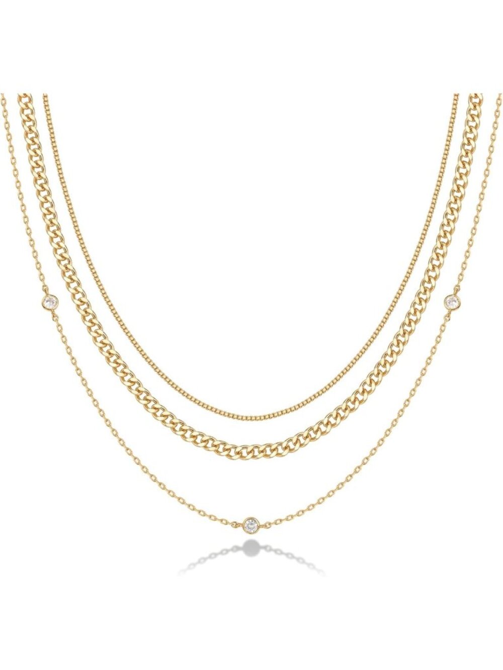 Dainty 14K Gold Plated Layering Necklace for Women, Elegant Pendant Jewelry